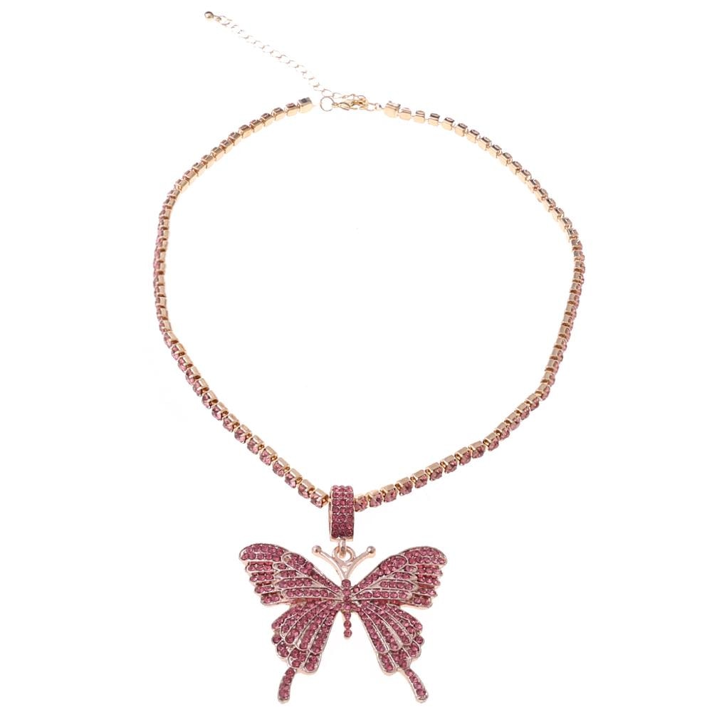 Sparking Fully Iced Out Crystal Pave Butterfly Pendant Cubic Zircon 3D Butterfly Pendant Necklace Fashion Jewelry - MORCLEY