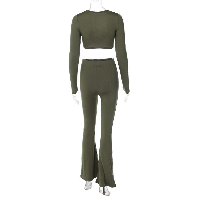 Ribbed Flare Pants Set - MORCLEY