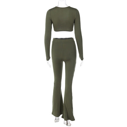 Ribbed Flare Pants Set - MORCLEY