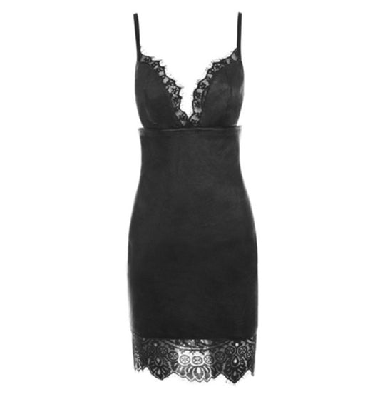 Bodycon Leather Mini Dress - MORCLEY