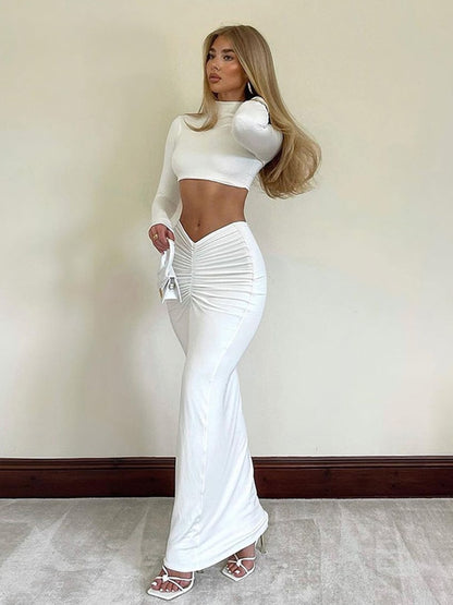 Elegant White 2 Piece Dress Set - MORCLEY