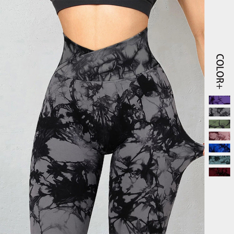 Seamless Tie Dye Leggings Women Yoga Pants Push Up Sport Fitness Running Gym Leggings - MORCLEY