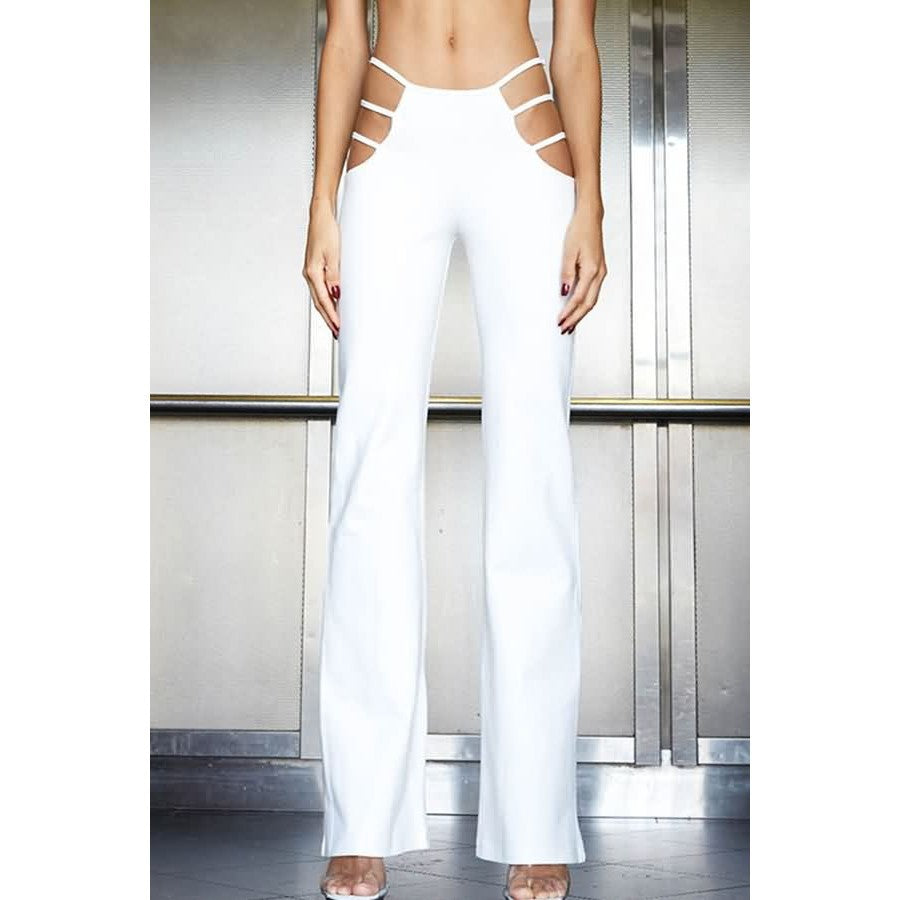 hot style sexy hollow low waist flared pants punk girl slim trousers hip lift slim elastic women's pants - MORCLEY
