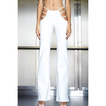hot style sexy hollow low waist flared pants punk girl slim trousers hip lift slim elastic women's pants - MORCLEY