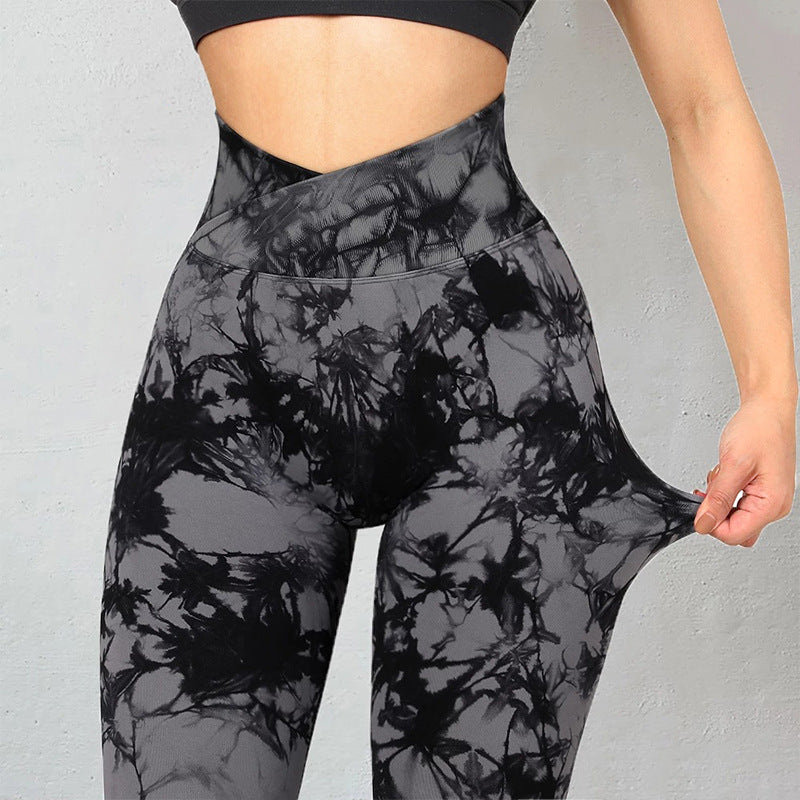 Seamless Tie Dye Leggings Women Yoga Pants Push Up Sport Fitness Running Gym Leggings - MORCLEY