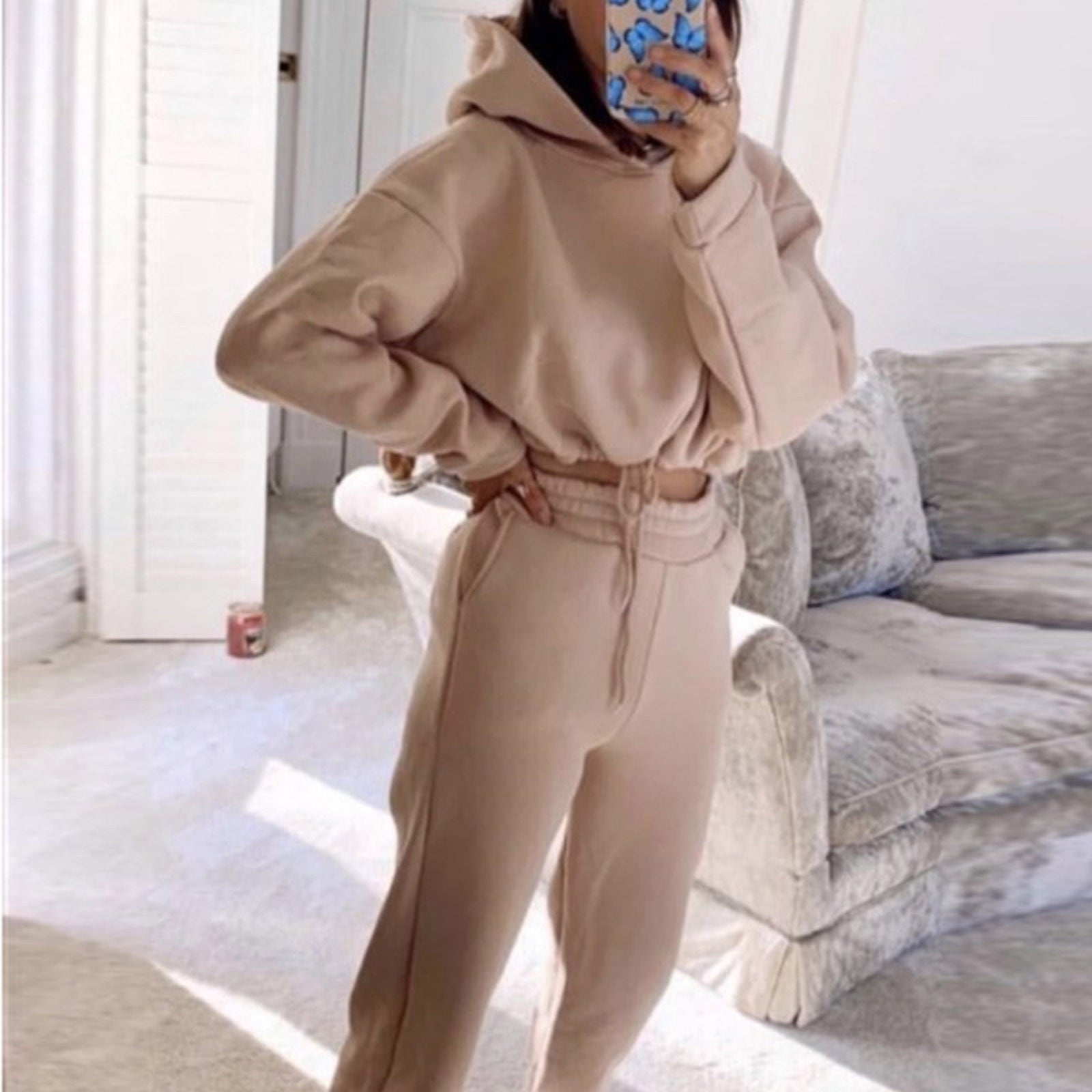 Jogging Suits For Women 2 Piece Sweatsuits Tracksuits Sexy Long Sleeve HoodieCasual Fitness Sportswear - MORCLEY