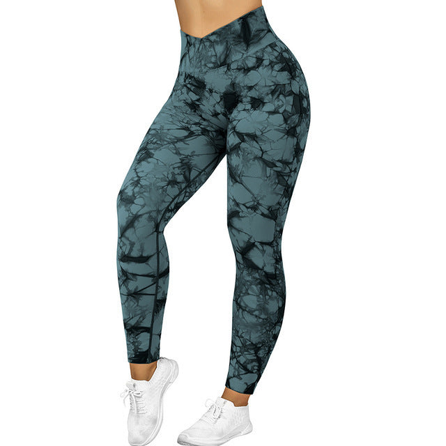 Seamless Tie Dye Leggings Women Yoga Pants Push Up Sport Fitness Running Gym Leggings - MORCLEY