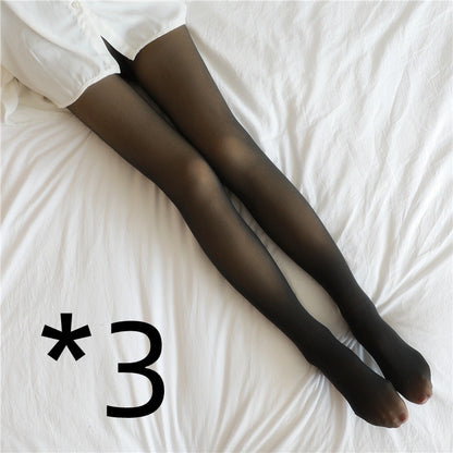 Fake Translucent Plus Size Leggings Fleece Lined Tights Fall And Winter Warm Fleece Pantyhose Women Fleece Lined Pantyhose Thermal Winter Tights - MORCLEY