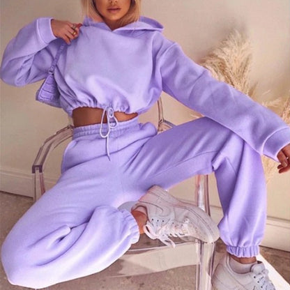 Jogging Suits For Women 2 Piece Sweatsuits Tracksuits Sexy Long Sleeve HoodieCasual Fitness Sportswear - MORCLEY