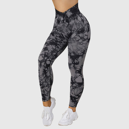 Seamless Tie Dye Leggings Women Yoga Pants Push Up Sport Fitness Running Gym Leggings - MORCLEY