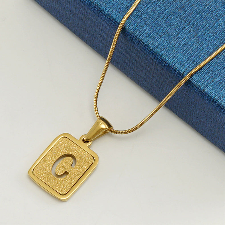 Alphabet Necklace 26 Letters Hollow Out Square 18K Necklace Fashion Jewelry - MORCLEY