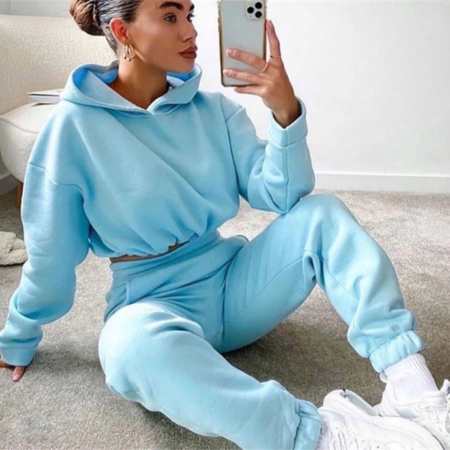 Jogging Suits For Women 2 Piece Sweatsuits Tracksuits Sexy Long Sleeve HoodieCasual Fitness Sportswear - MORCLEY