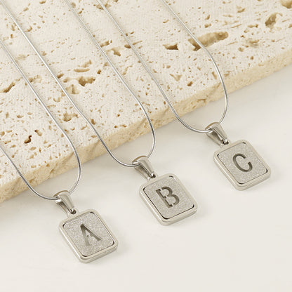 Alphabet Necklace 26 Letters Hollow Out Square 18K Necklace Fashion Jewelry - MORCLEY