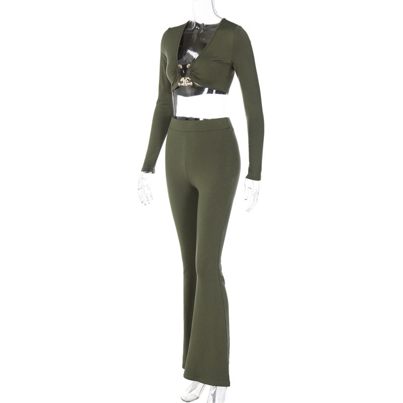 Ribbed Flare Pants Set - MORCLEY