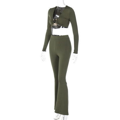 Ribbed Flare Pants Set - MORCLEY