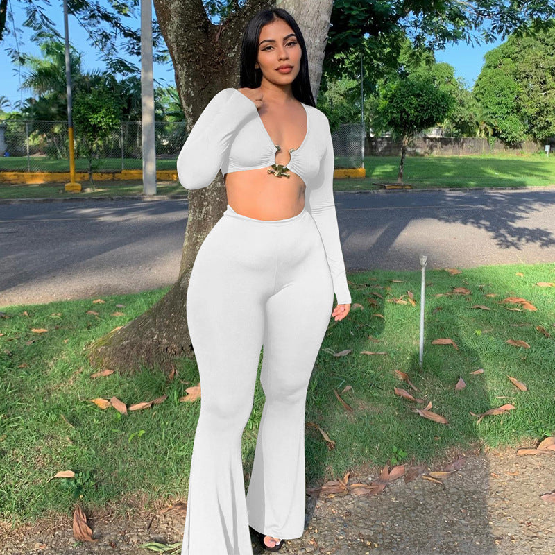 Ribbed Flare Pants Set - MORCLEY