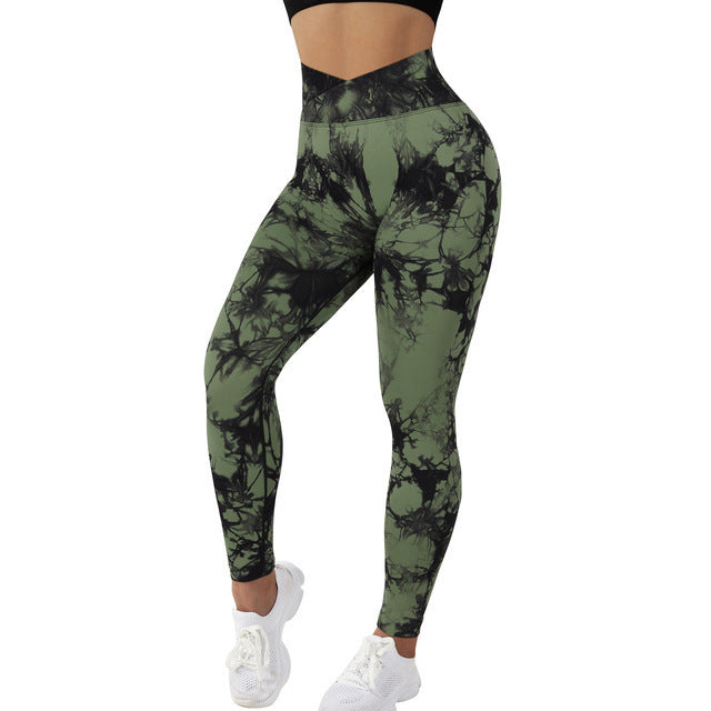 Seamless Tie Dye Leggings Women Yoga Pants Push Up Sport Fitness Running Gym Leggings - MORCLEY