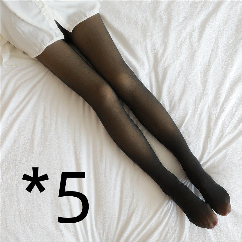 Fake Translucent Plus Size Leggings Fleece Lined Tights Fall And Winter Warm Fleece Pantyhose Women Fleece Lined Pantyhose Thermal Winter Tights - MORCLEY