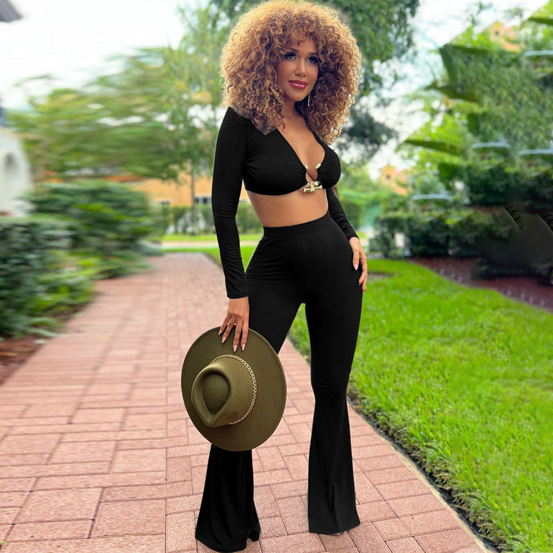Ribbed Flare Pants Set - MORCLEY