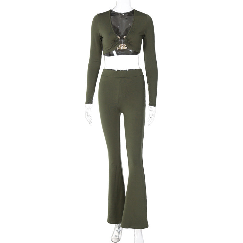 Ribbed Flare Pants Set - MORCLEY