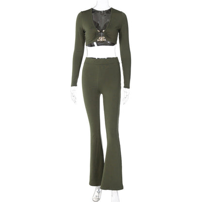 Ribbed Flare Pants Set - MORCLEY