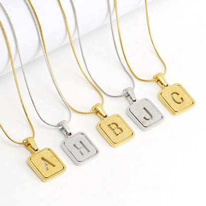 Alphabet Necklace 26 Letters Hollow Out Square 18K Necklace Fashion Jewelry - MORCLEY