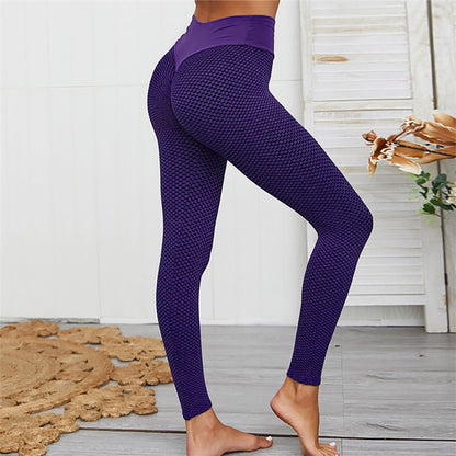 CHRLEISURE Grid Tights Yoga Pants Women Seamless High Waist Leggings Breathable Gym Fitness Push Up Clothing Girl Yoga Pant - MORCLEY