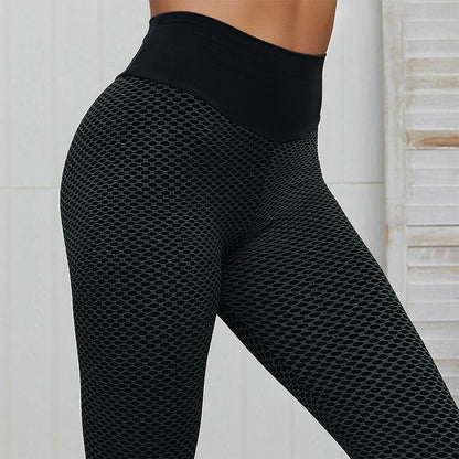 CHRLEISURE Grid Tights Yoga Pants Women Seamless High Waist Leggings Breathable Gym Fitness Push Up Clothing Girl Yoga Pant - MORCLEY