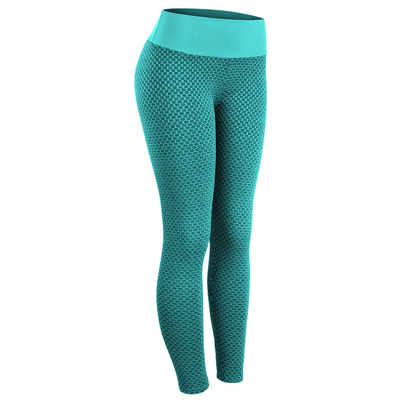 CHRLEISURE Grid Tights Yoga Pants Women Seamless High Waist Leggings Breathable Gym Fitness Push Up Clothing Girl Yoga Pant - MORCLEY