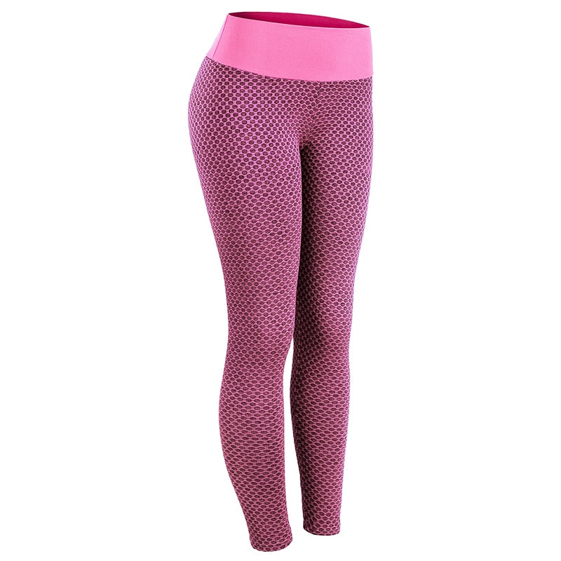 CHRLEISURE Grid Tights Yoga Pants Women Seamless High Waist Leggings Breathable Gym Fitness Push Up Clothing Girl Yoga Pant - MORCLEY