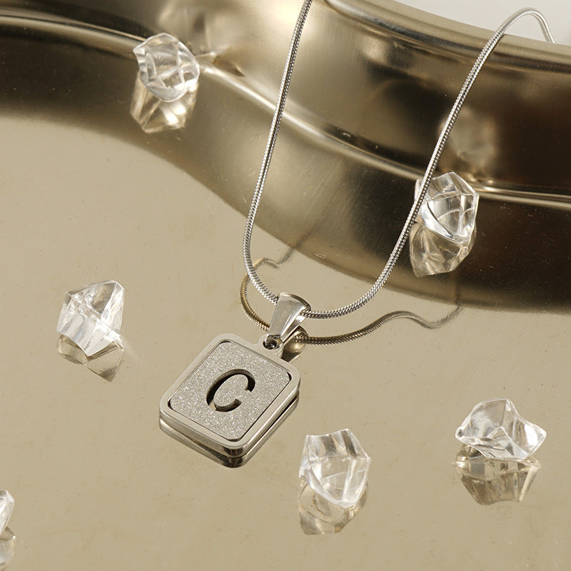 Alphabet Necklace 26 Letters Hollow Out Square 18K Necklace Fashion Jewelry - MORCLEY