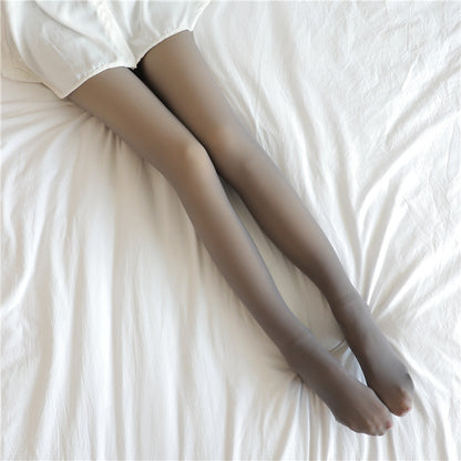 Fake Translucent Plus Size Leggings Fleece Lined Tights Fall And Winter Warm Fleece Pantyhose Women Fleece Lined Pantyhose Thermal Winter Tights - MORCLEY