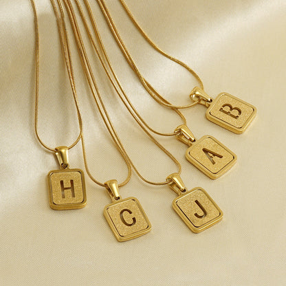 Alphabet Necklace 26 Letters Hollow Out Square 18K Necklace Fashion Jewelry - MORCLEY