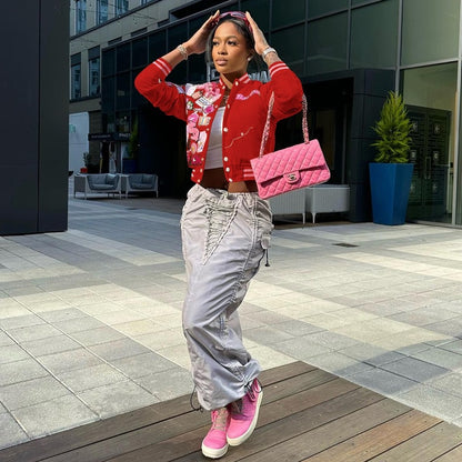 Women's Fashion Embroidered Baseball Jacket - MORCLEY