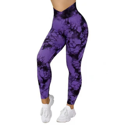 Seamless Tie Dye Leggings Women Yoga Pants Push Up Sport Fitness Running Gym Leggings - MORCLEY
